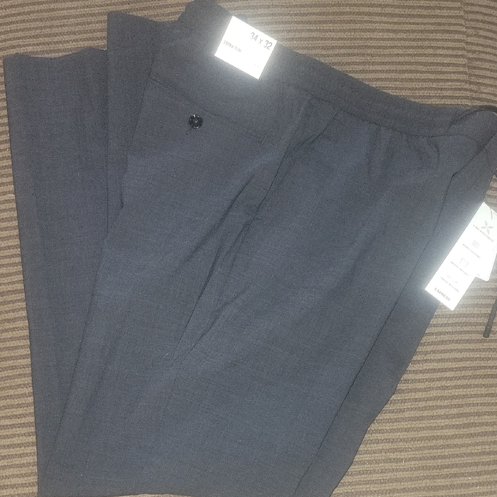 Express Men's Dark Gray/black  Dress Pants NWT 34X32